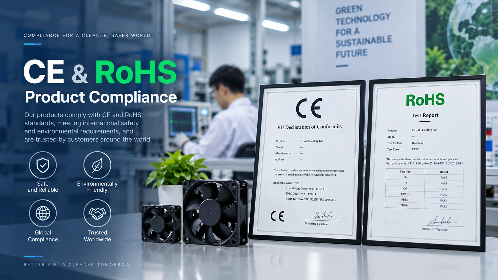 Representative visual for CE and RoHS product compliance
