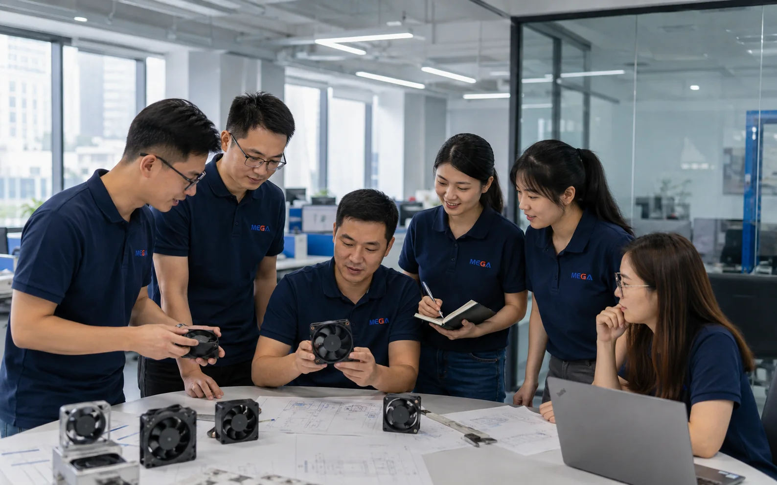Representative image of the MEGA Tech engineering and customer support team in Guangzhou