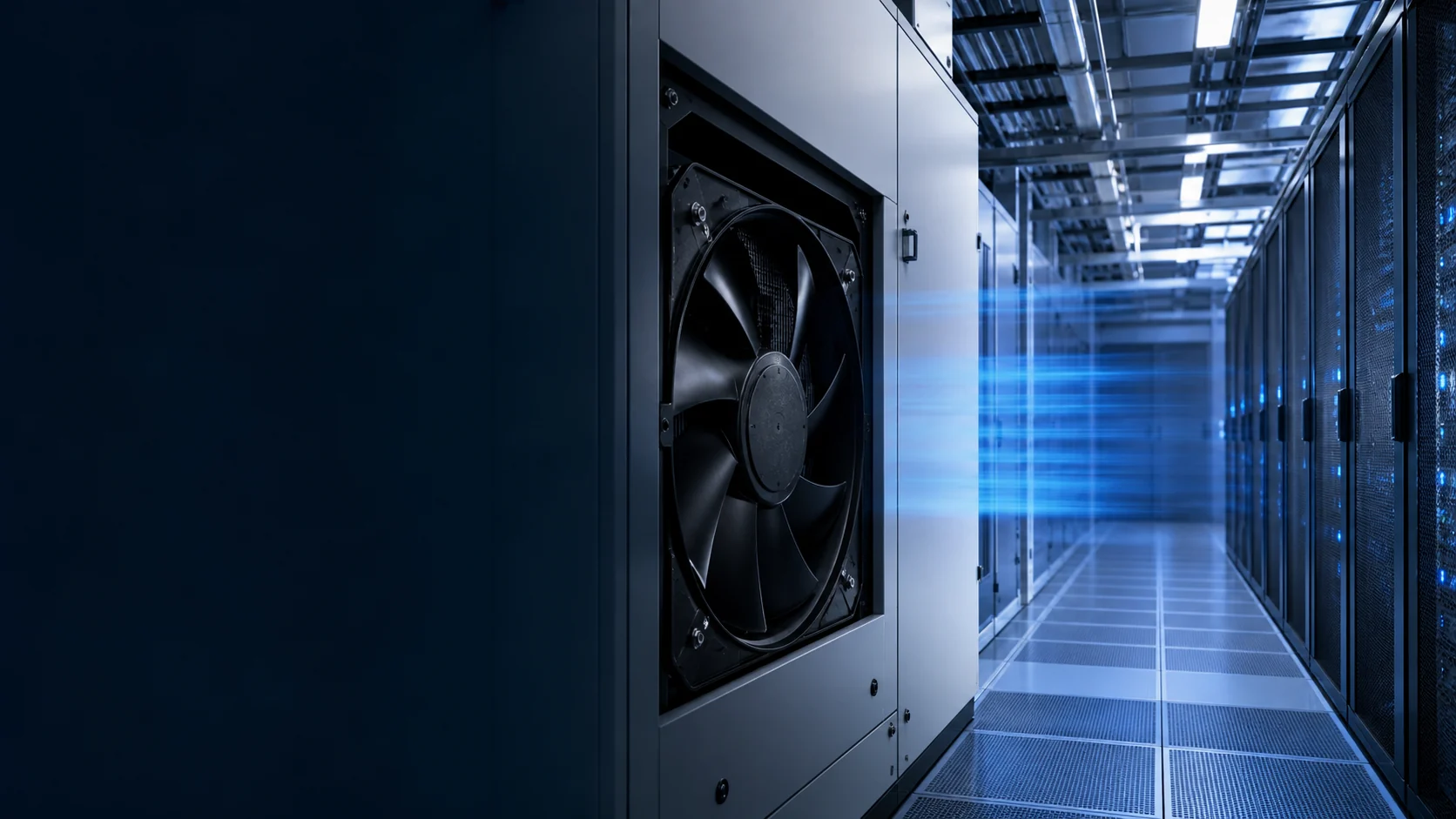 EC fan module supporting a data center cooling aisle