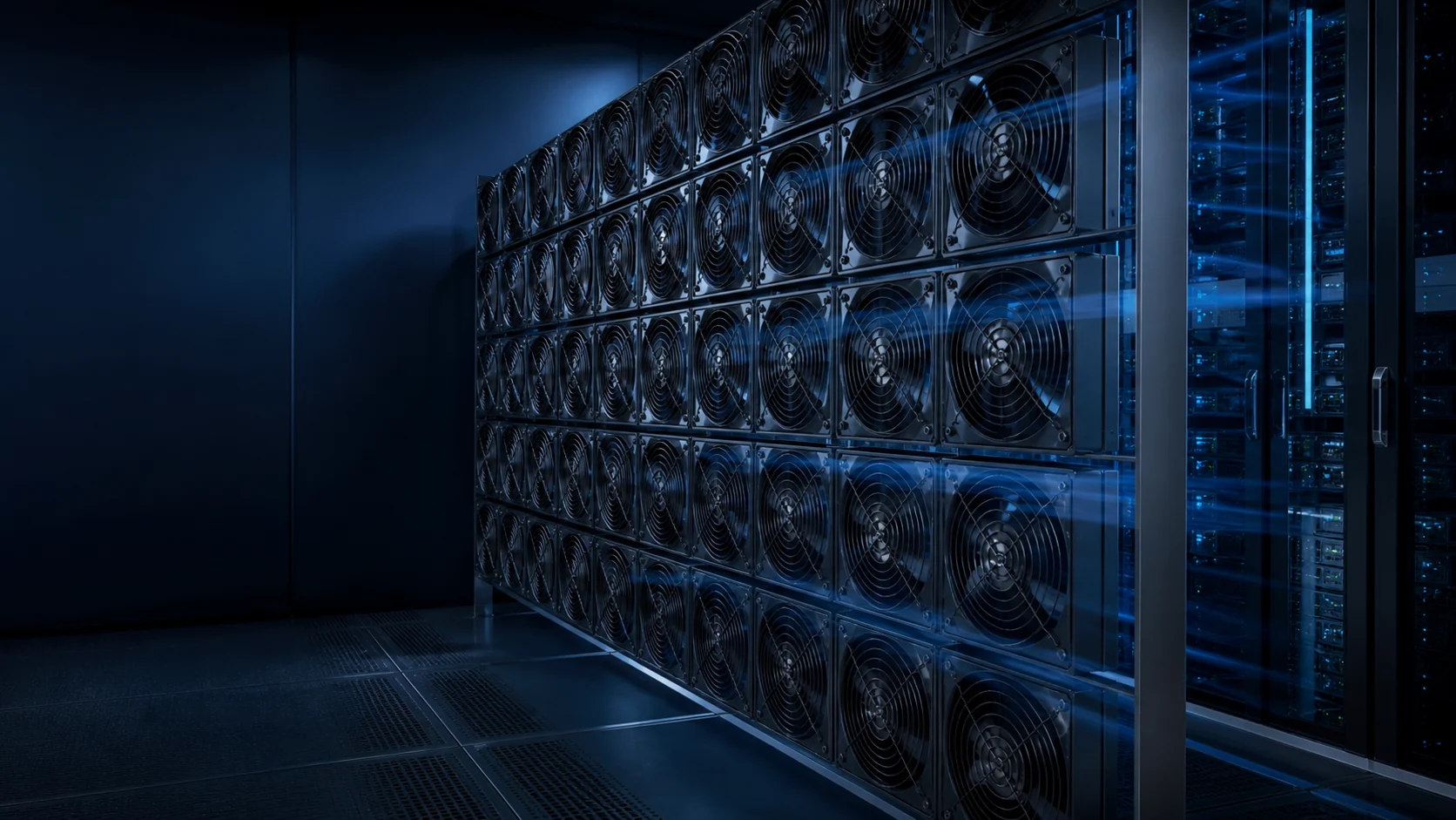 Data center fan wall with multiple cooling fan modules serving a shared airflow path