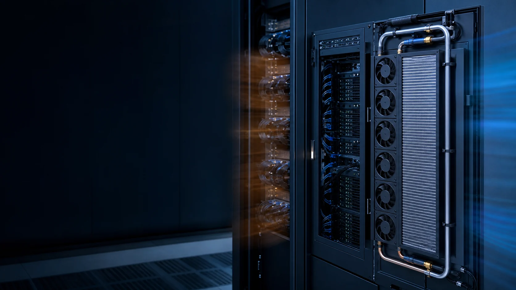 Rear door heat exchanger installed on a data center rack