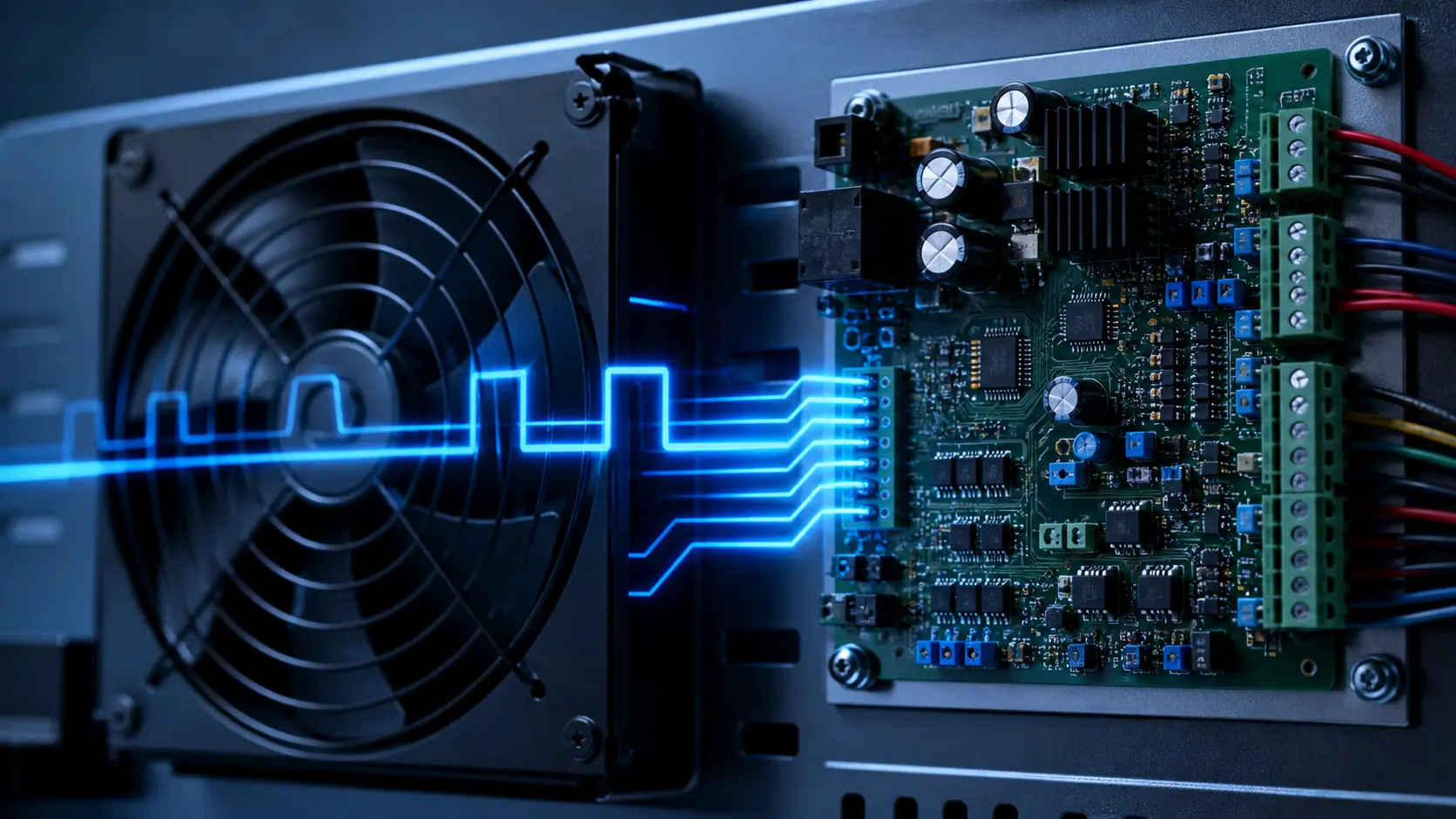 PWM signal diagram for cooling fan speed control