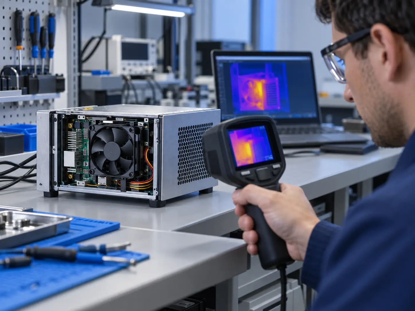 Cooling fan installed during thermal validation