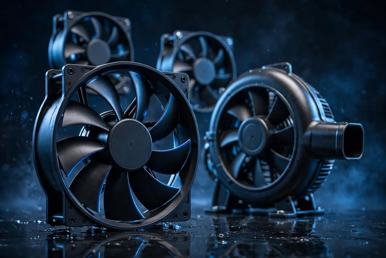 DC axial cooling fans and centrifugal blower